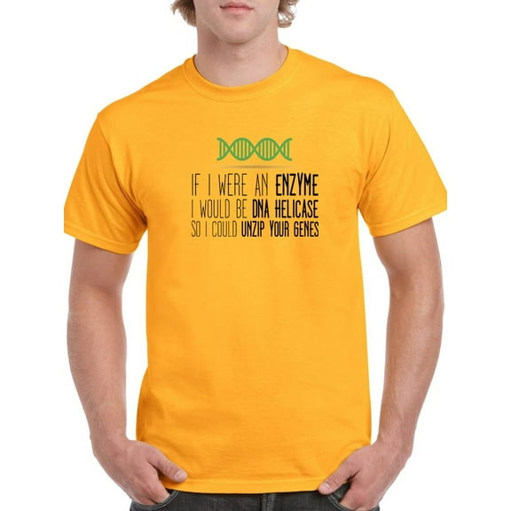 Enzyme Love Graphic Biology Quote  Men Gold T-Shirt, Male Large
