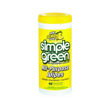 SIMPLE GREEN 14101 Lemon Scent All Purpose Wipes. 40 per Container.