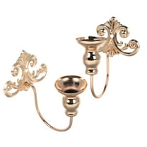 NICEXMAS Nicexmas Golden Iron Wall Mounted Candle Holder Retro Design for Christmas 2Pcs