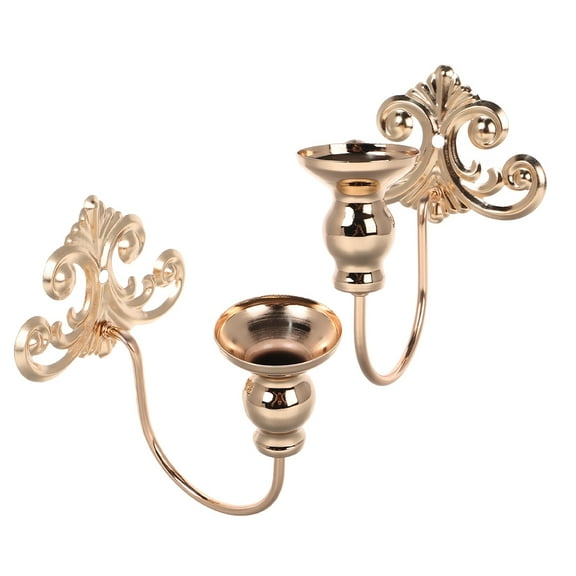 NICEXMAS Nicexmas Golden Iron Wall Mounted Candle Holder Retro Design for Christmas 2Pcs
