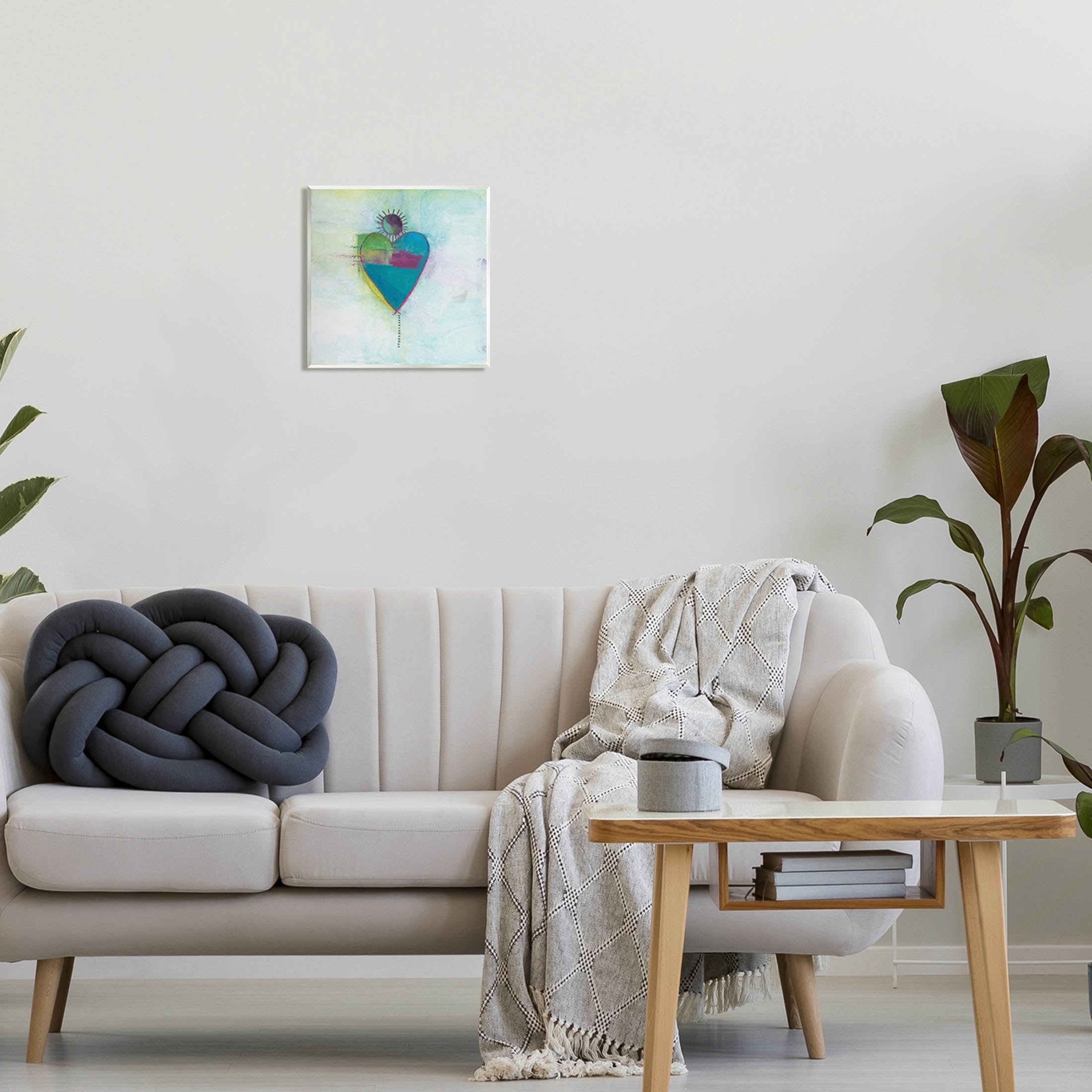 Bold Sun Rays Heart Shape Abstract Painting Unframed Art Print Wall Art