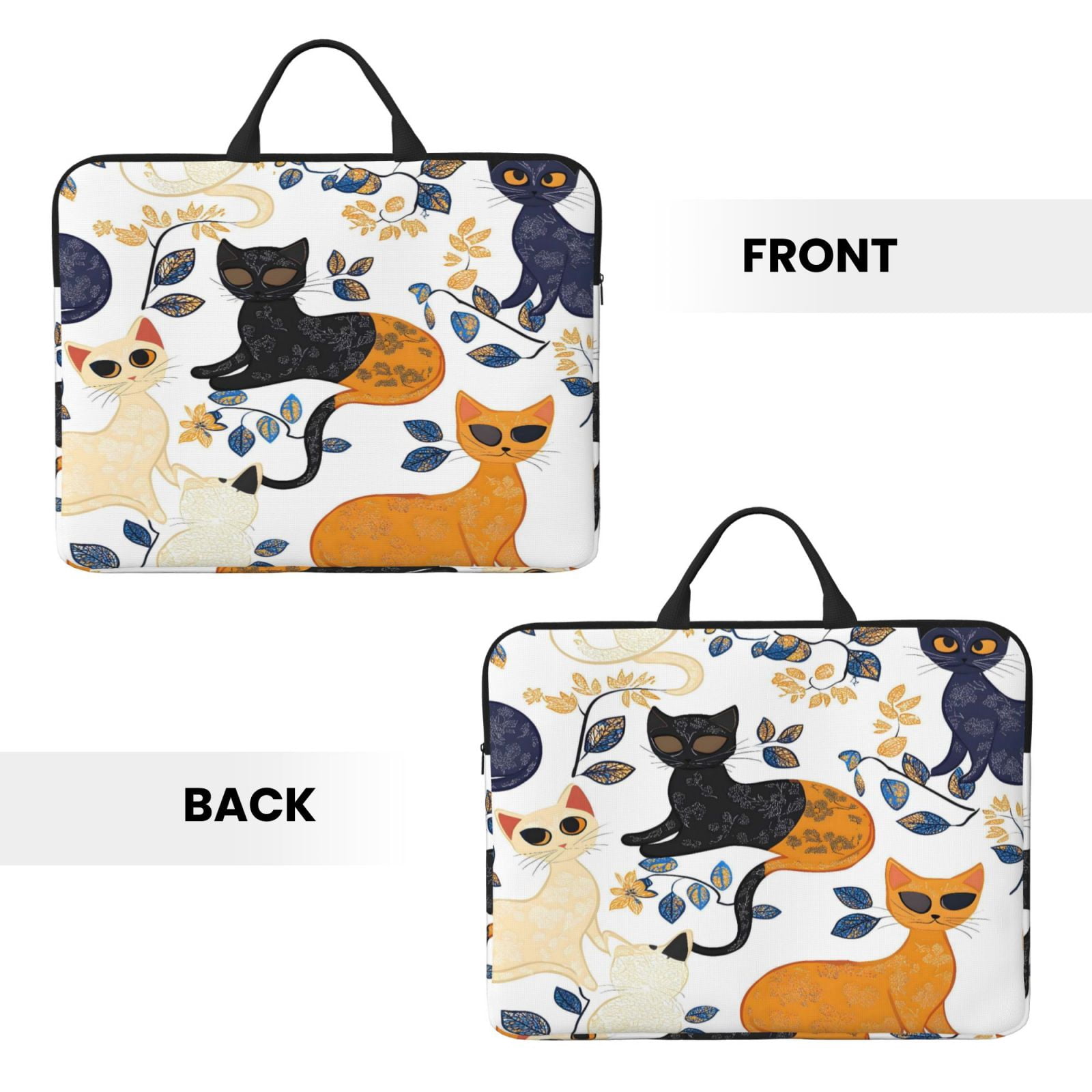 Laptop Sleeve Bag For Women Men 14inch Waterproof Durable Protective Computer Carrying Cover Handle Laptop Case Bag Abstract Cat