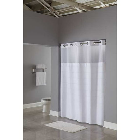 Hookless Shower Curtain, Plastic, White, 71 in W, 77 in L HBH20MPT01SLAM