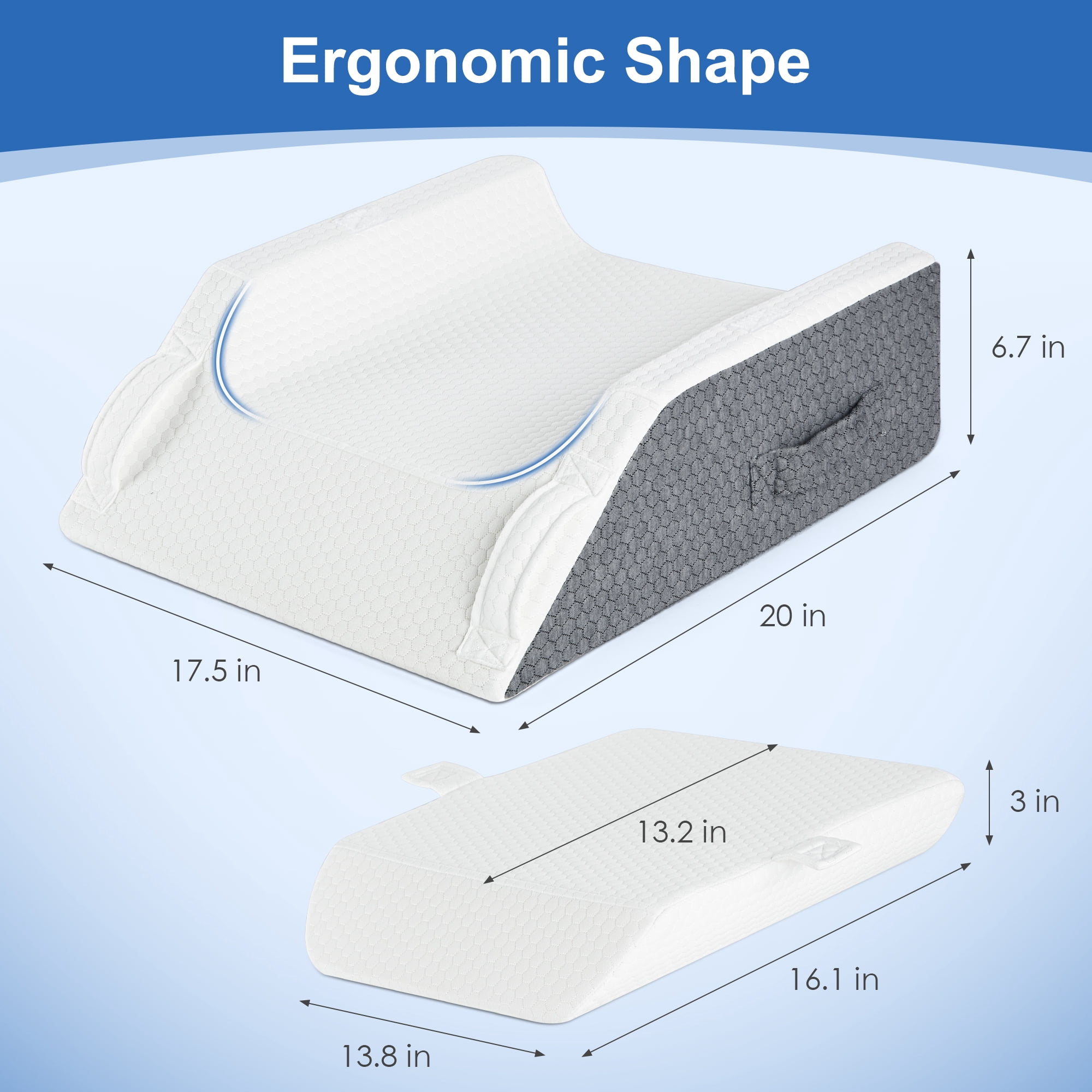 KAIPARA Leg Elevation Pillows, Wedge Pillow for After Surgery, Height Adjustable Memory Foam Leg Support, Leg Pillow for Back, Knee, Hip, and Ankle Pain Relief