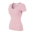 thumbnail image 3 of Made by Olivia Women's Basic Solid Short Sleeve V Neck Jersey Top, 3 of 6