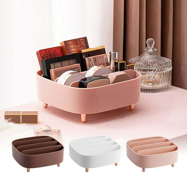 Fiudx Organizador de Maquillaje, Vitrina Compacta de Escritorio para El Cuidado de La Piel, 4 Compartimentos para Cosméticos, Divisores Extraíbles, Ideal para Encimeras de Baño y Tocador, Diseño Eleg
