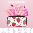 thumbnail image 4 of MUOOUM Pencil Case, Pink Strawberries Pattern Large Capacity Pencil Pouch Stationery Pen Bag, 4 of 7