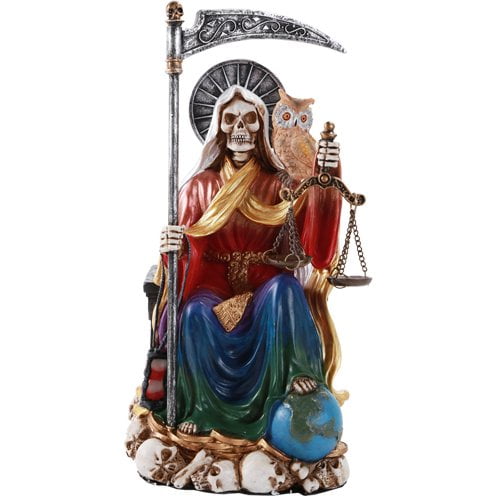 12" Black Santa Muerte Statue Holy Death Grim Reaper Angel of Death Santisima 