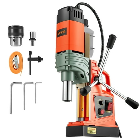 VEVOR Magnetic Drill Press, 1400 W, 2 in Boring Diameter, 2810 lbf Power Portable Mag Drill Press, 0–800 RPM Adjustable Speed, with Weldon Shank, for Metal Surface, Industrial and Home Improvement
