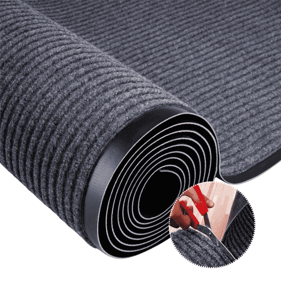 Qunbio Commercial Carpet Runner, 3' x 10' Commercial Rugs with Rubber Edge, Non-Slip Hallway Runner Rug for Indoor Outdoor High Traffic Areas, Gray