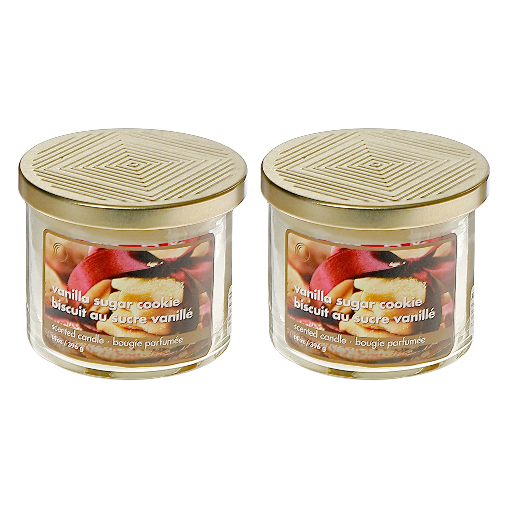 14 Oz 3 Wick Jar Candle With Metal Lid (Vanilla Sugar Cookie) - Set of 2