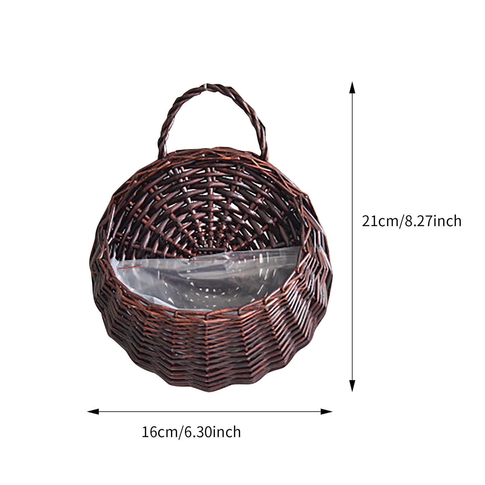 AFACUHX Wicker Woven Hanging Basket with Handle Handmade Rattan Planter Hanging Flower Storage Pot for Home Garden Patio Wedding Hanging Wall Basket Decorations
