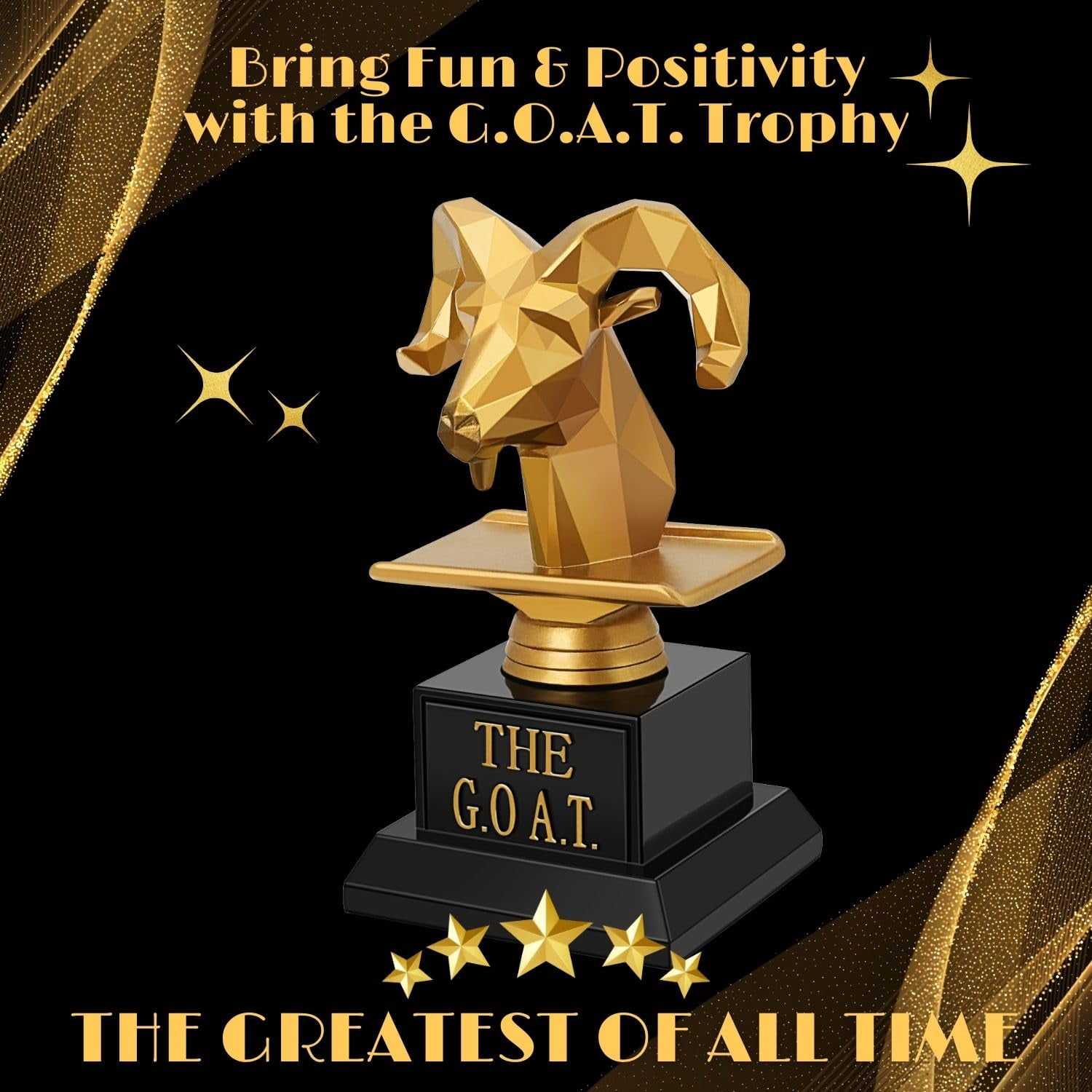 Flexzion The Goat Trophy Award - Greatest of All Time Funny Trophy for Adults, Engraved Plate with Head Goat Statue, Unique Recognition Gift Plaque for Sports, Employee, Teacher, Boss, Friend, & More