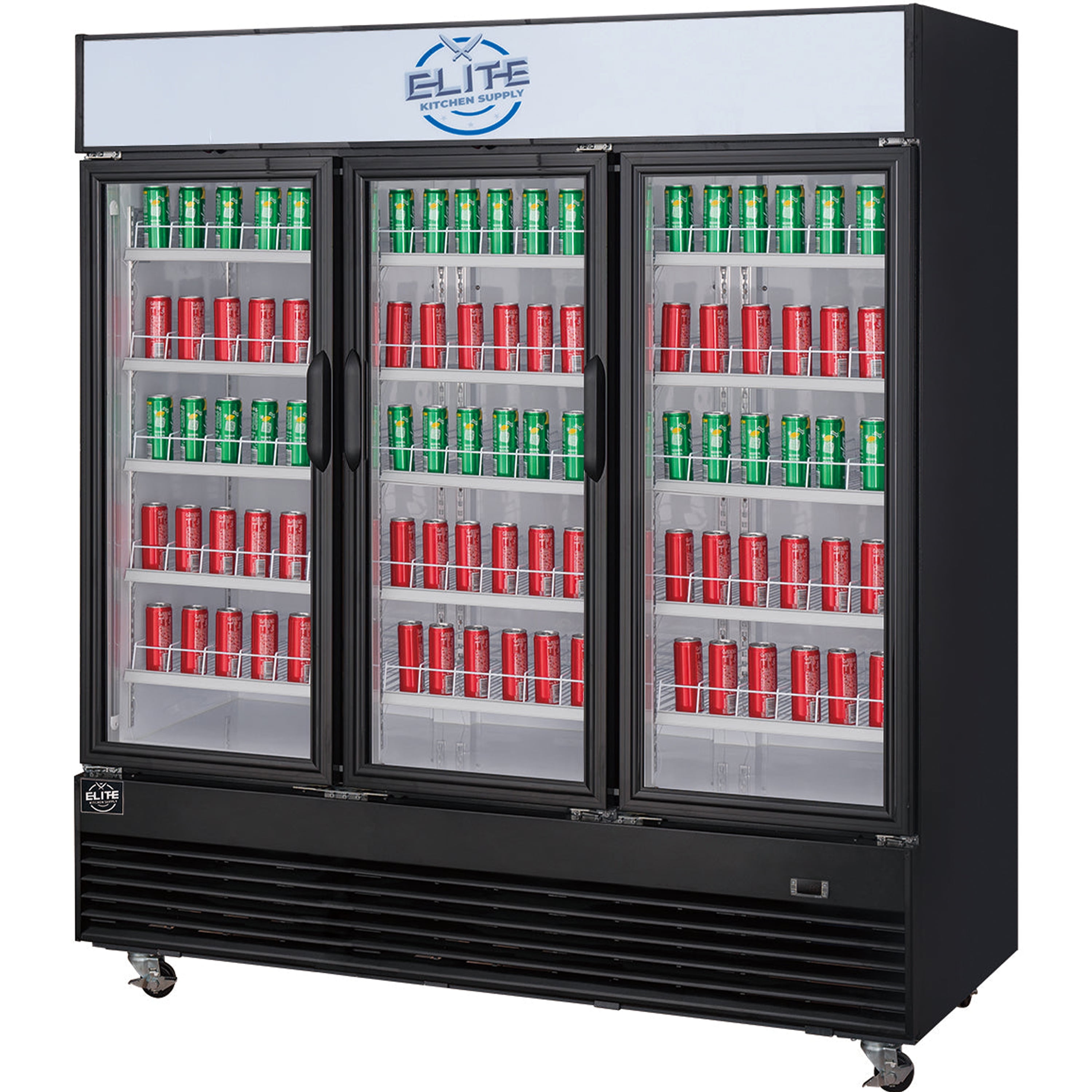 Elite Kitchen Supply 78in Large Refrigerator, Three Tempered Glass Doors, Adjustable Racks, 69.43 Cu. ft., NSF
