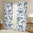 thumbnail image 2 of Dinosaur Skeleton Duvet Cover,Animals Curtains Teens Bedroom Decor,Navy Blue Sketch Sugar Skull Window Treatment Curtain Modern Soft Window Drapes,2 Panels,52Wx63L, 2 of 5