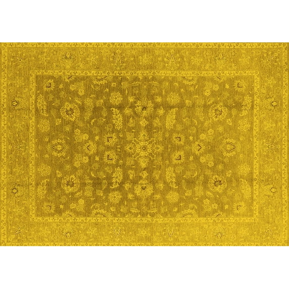 Ahgly Company Indoor Rectangle Oriental Yellow Traditional Area Rugs, 8' x 12'