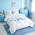 thumbnail image 2 of Erosebridal Blue Coquette Bow Kids 7 Pieces Bedding Comforter Set,Geometric Striped Polka Dots Full Bedding Set For Girl,Colorful Stars Reversible, 2 of 7