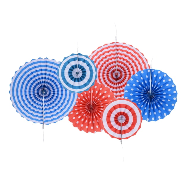 Uxcell Conjunto de Ventiladores de Papel Colgantes Decoraciones de Papel para Fiesta de Cumpleaños, Lazo de Foil Rosa Verde Azul (6pcs)