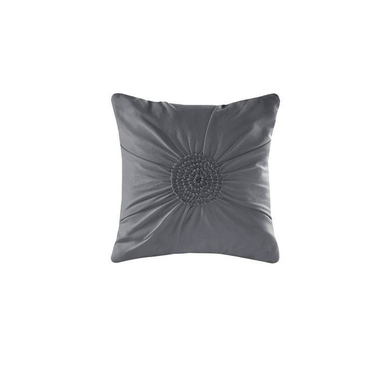 Mainstays Circle Ruched Solid King Sham and Decorative Pillow Set