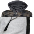 thumbnail image 2 of Men's Heavyweight Flannel Zip Up Fleece Lined Plaid Sherpa Hoodie Jacket (A19 - Charcoal Khaki Black, 3XL), 2 of 2