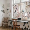 thumbnail image 5 of Vintage Pink Flowers Kitchen Curtain for Berdoom Living Room Cafe 45 Inch Length, Spring Floral Butterfly Retro Tiers Curtains Light Filtering Drapes Rod Pocket Window Treatment 2 Panels 52"Wx45"L, 5 of 8