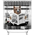 thumbnail image 2 of 4PCS Funny Monkey Shower Curtain Sets with Rugs, Waterproof Fabric Grey Shower Curtain, Cool Hilarious Chimpanzee Black White Animal Wildlife Bathtub Red Wine Modern Boys Men Bathroom Decor, 2 of 7