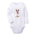 thumbnail image 2 of iDzn Keep Smiling Funny Rompers, Newborn Baby Unisex Bodysuits, Infant Animal Rabbit Graphic Jumpsuits, Toddler Kids Long Sleeve Oufits (White, 0-6 Months), 2 of 5