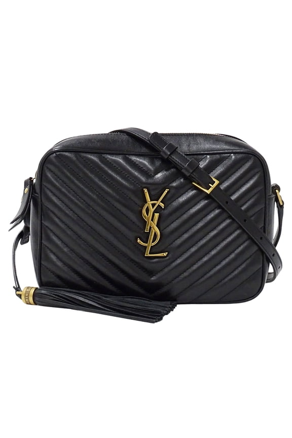 Pre-Owned Saint Laurent handbag for women, brand shoulder bag, Lou camera leather, black,...