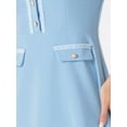 thumbnail image 5 of INSPIRE CHIC Women's V Neck Half Placket Short Sleeve Textured A-Line Wear-to-Work Knit Dress XS Sky Blue, 5 of 6
