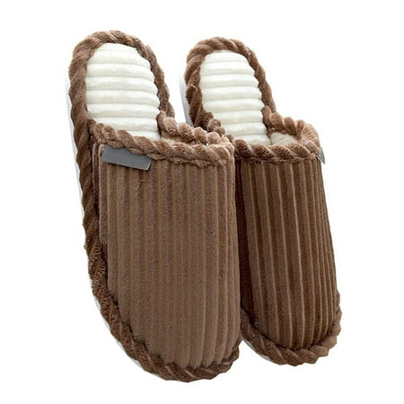 

ELENXS New Winter Warm Slippers Indoor Soft Coral Velvet Non-slip Floor Shoes for Couple Women Men