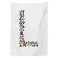 thumbnail image 3 of Ambesonne Letter L Tablecloth Rectangular Table Cover, Vibrant Colored Animal, 60"x90", Multicolor, 3 of 4