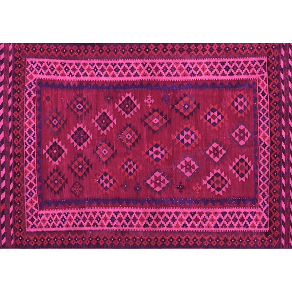 Ahgly Company Indoor Rectangle Oriental Pink Traditional Area Rugs, 4' x 6'