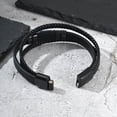 thumbnail image 3 of VNOX Stainless Steel Magnetic Clasp Lapis Bead Black Leather Double Layer Bracelet for Men Gift, 3 of 6