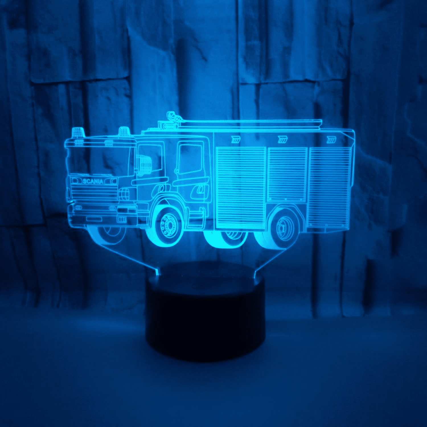YSITIAN 3D Fire Truck Night Light 16 Colors Changing USB Power Remote ...