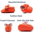 thumbnail image 3 of Double Bow Fringe Baby Moccasins - Soft Sole Baby Shoes Girls Toddler Crib Flats, 3 of 5