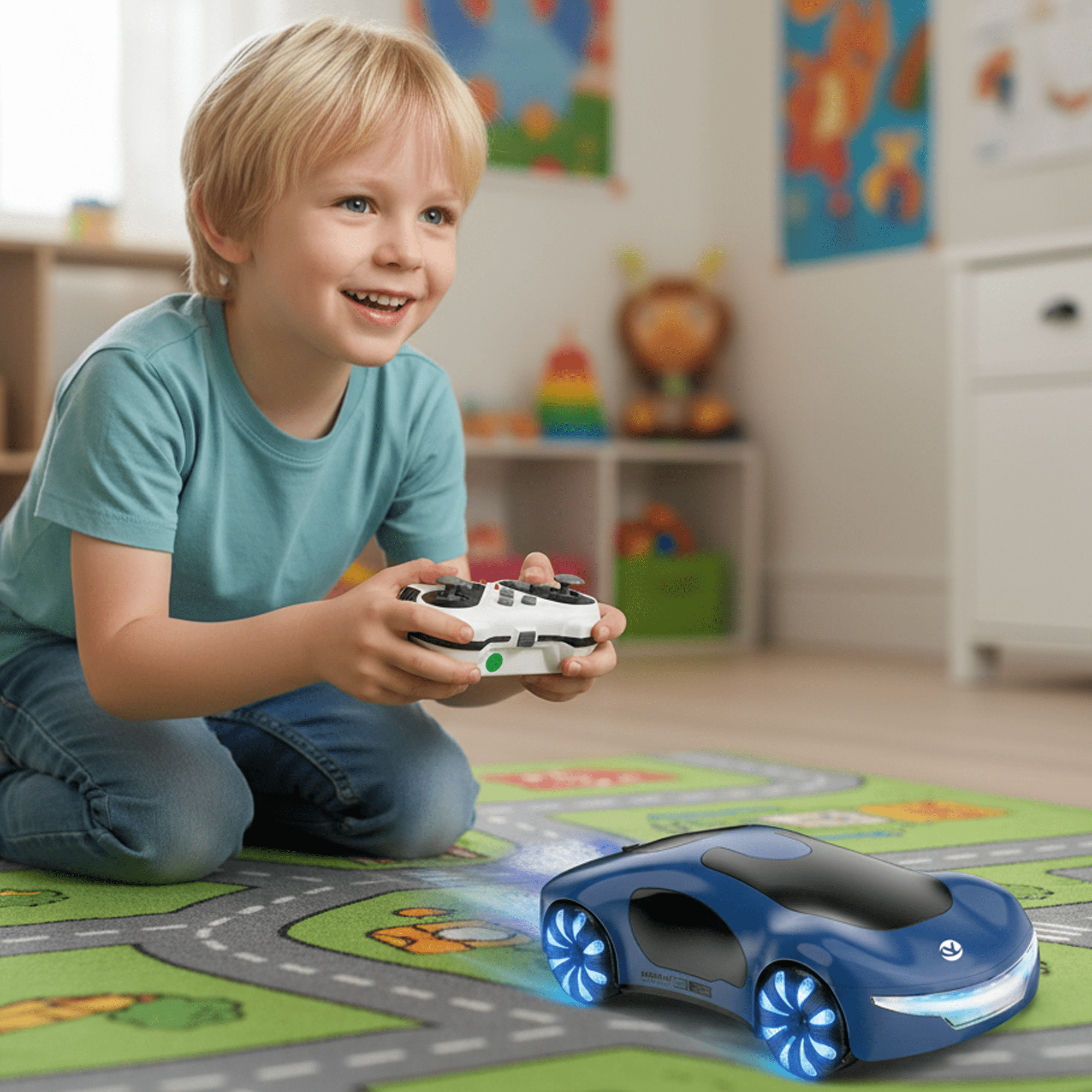 Flynow Remote Control Car, RC Drift Toy for Kids 3 4 5 6 7 8 9 10 11 Year Old, 2.4GHz 1200mAh 360° Rotate Cars with Light Sound Spray, Christmas Birthday Gift for Adults Boys Girls Age 12+