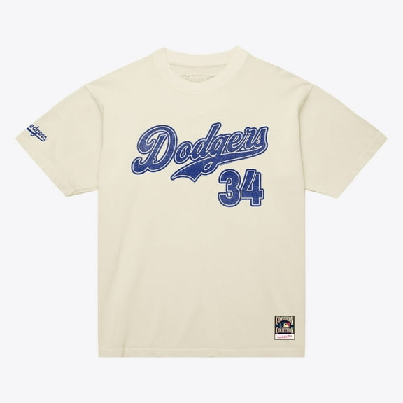 Men's Mitchell & Ness Fernando Valenzuela Cream Los Angeles Dodgers Cooperstown Collection Throwback Name & Number