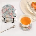thumbnail image 5 of Haosy Set of 6 Drink Woven Coaster with Holder Heat Resistant Non-Slip Bar Coasters 4 Inches Pastel Starfish Corals, 5 of 7