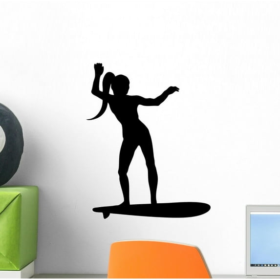 Surfing Sport Wall Decal by Wallmonkeys Peel and Stick Graphic (12 in H x 10 in W) WM108387