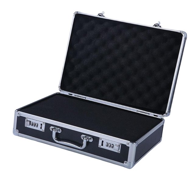 bedienty Aluminum Alloy Carrying Case Lightweight Waterproof Multipurpose Black Briefcase Medium Lock