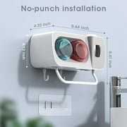 E·Durable Automatic Toothpaste Dispenser Wall Mounted Toothbrush Holder 3 Count