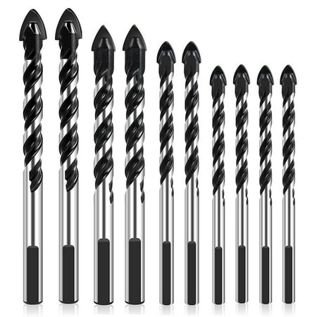 

Fyeme Drill Bit Set 10 Pieces Tungsten Carbide Tip Tile Drill Bit Set for Ceramic Porcelain Granite Marble Triangle Alloy Twist Drill Bit Set