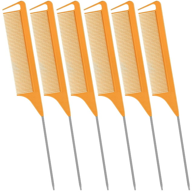 Piezas Peine de Separación de Cabello Peine de Pintail de Acero Inoxidable Peine de Cola de Rata Peines de Broma para Corte de Cabello Peluquería Estilo