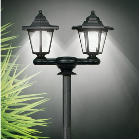 Solar Lights Lantern Collections Etc 3-in-1 Solar Outdoor Lamp Pole with Dual Lanterns - Stake or Mountable Light ()
