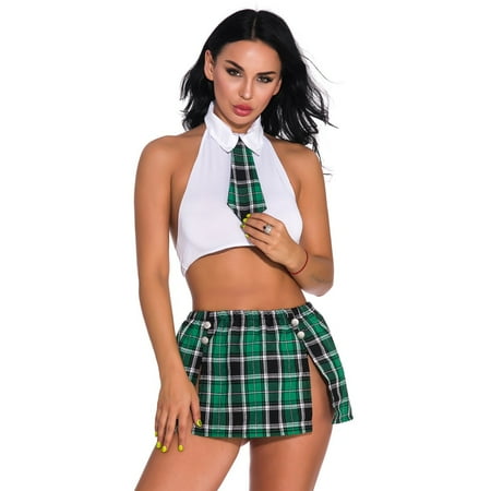 Usdian Fitted and Sexy Lingerie & Nightwear New Women Lingerie Tie Uniform With Thong Mini Skirt Suit Underwear S-2XL Lingerie Sets Women s Underwear