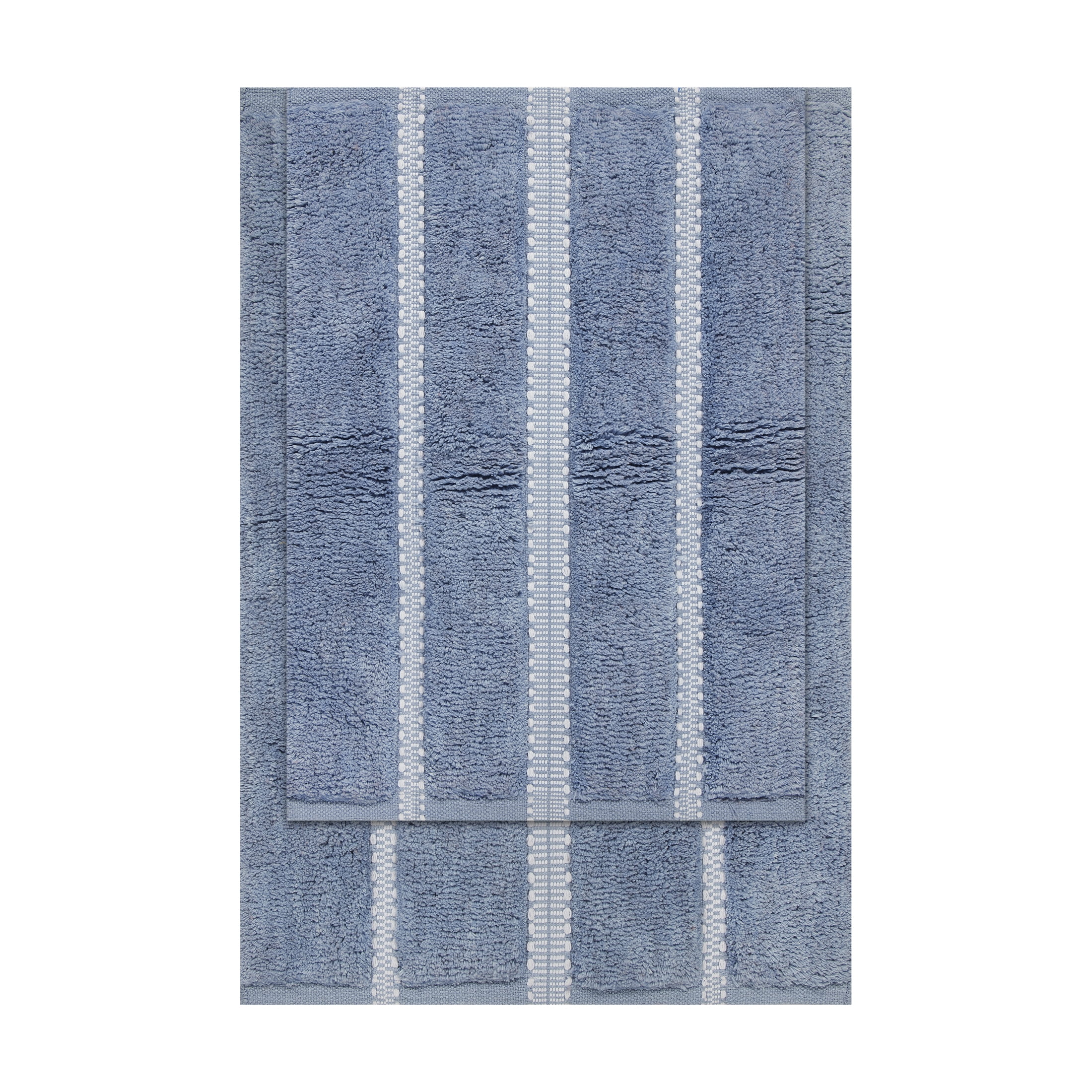 Better Homes & Gardens Atlas Stripe 2 Piece Bath Rug Set, Blue Silver, 17" x 24" & 20" x 30"