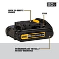 thumbnail image 2 of Batería DEWALT DCB201 compacta de iones de litio, 20 V máx., 1,5 Ah, 2 of 7