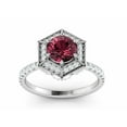 thumbnail image 2 of HeartsAndYou 2.3ct Natural Garnet Diamond Halo Accented Solitaire Ring 14k SOLID White Gold, 2 of 9