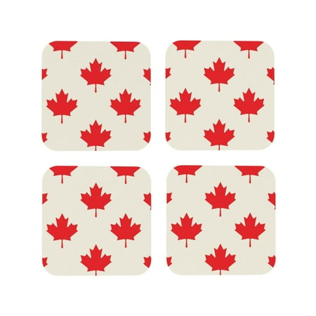 

Matuu Happy Canada Day for Cup Coasters Set of 4 Leather Coasters Desk Coasters for Office Measures 4” x 4”-Square
