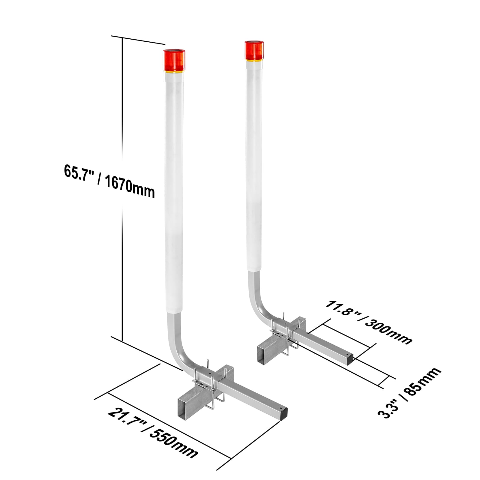 KFFKFF Boat Trailer Guide 62” Galvanized with PVC Poles & LED Lamp for Sailboat